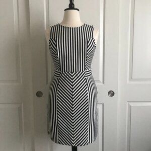 Apt. 9 Sleeveless Black & White Stripe Midi Dress 16 Like New